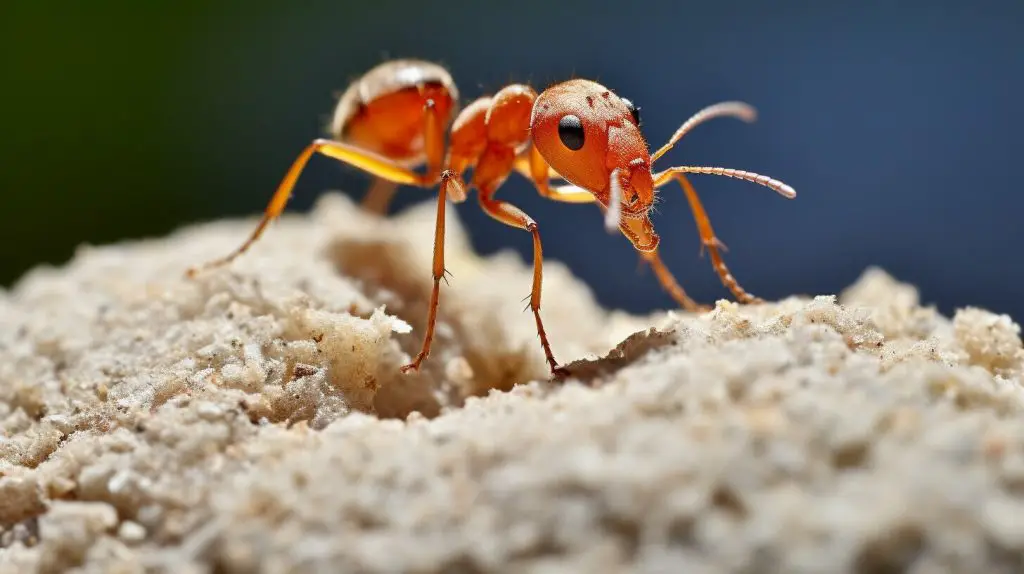 Ant carrying a large crumb