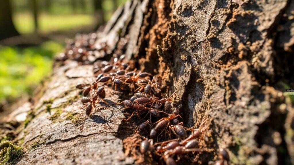 Ant infestation on a tree