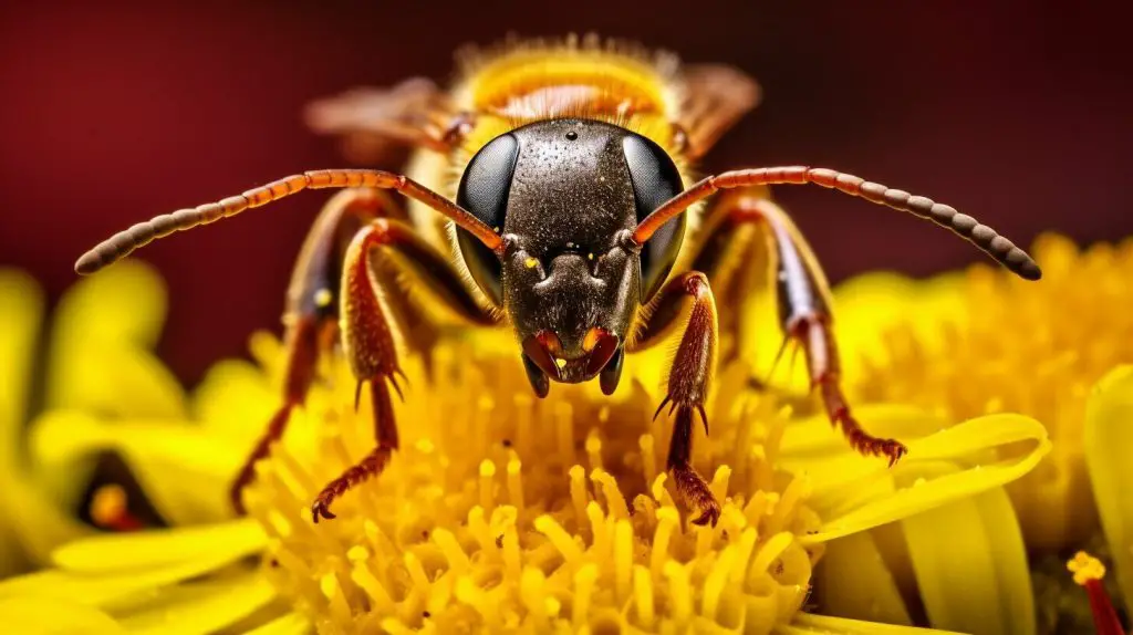 Ant pollinating a flower