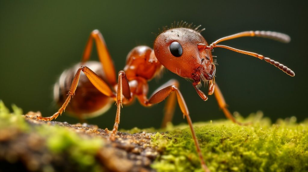 Ant showing grooming behavior