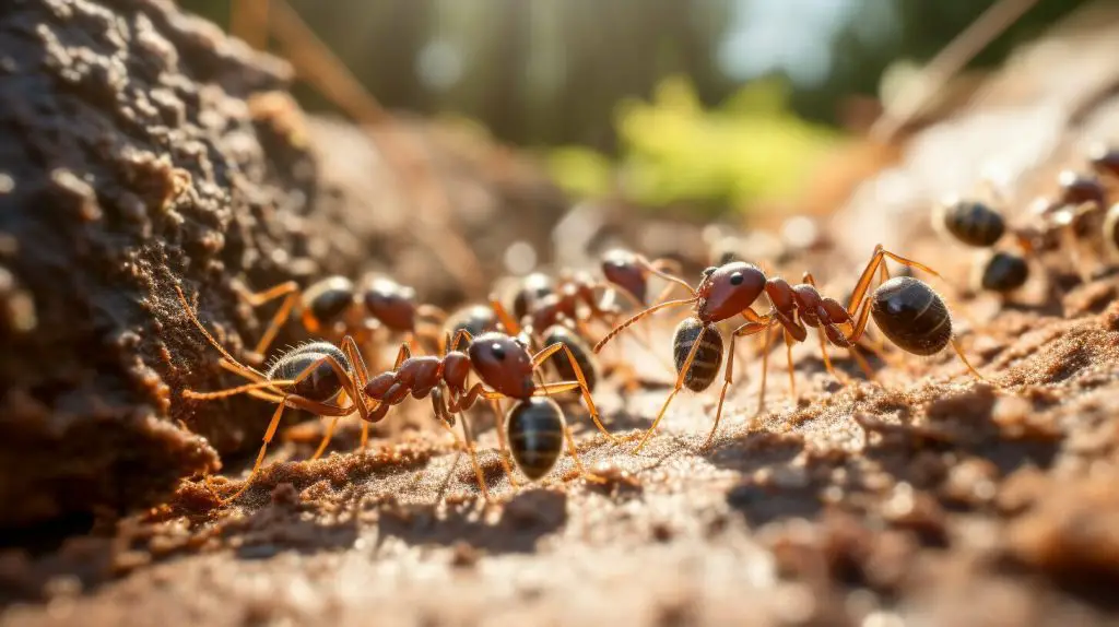Ants following a pheromone trail Ants following a pheromone trail