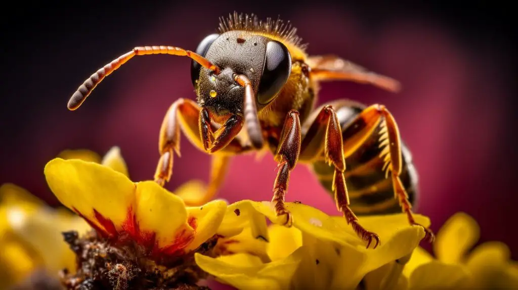 Ants pollinating a flower