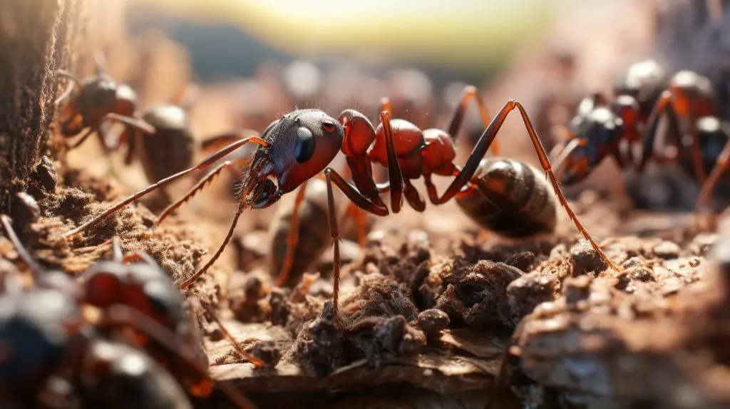 Ants swarming an intruder