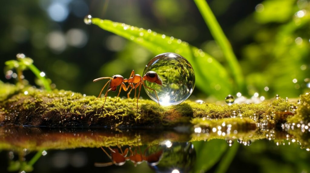 ant drinking water