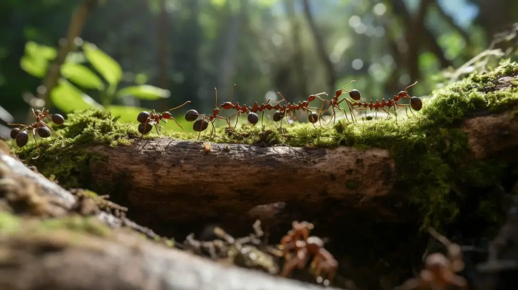 ants carrying leaves