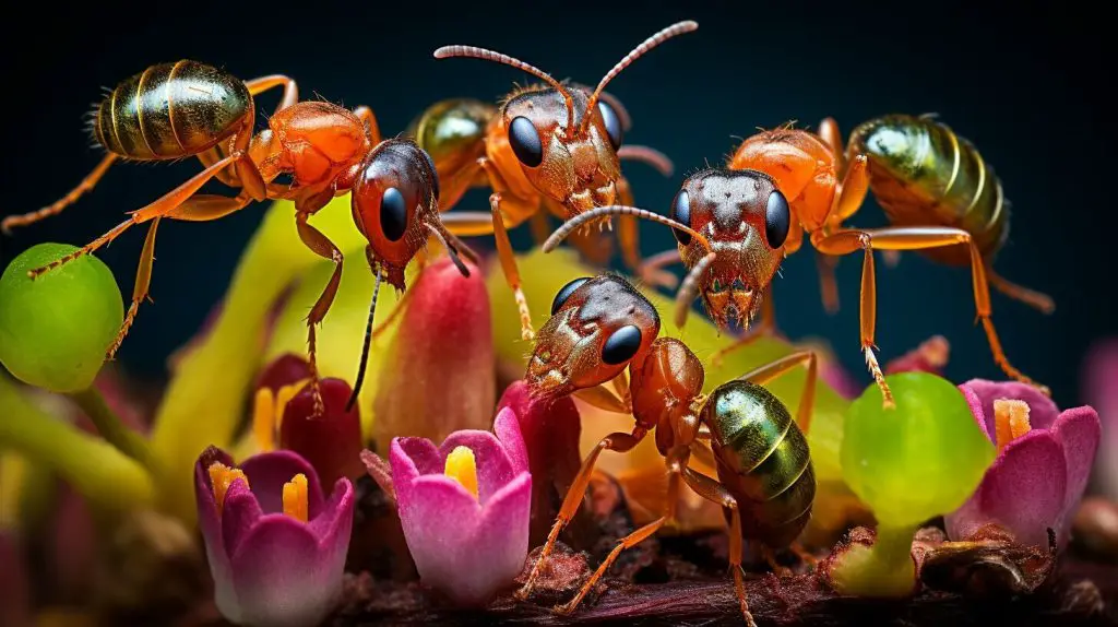 ants pollinating flowers