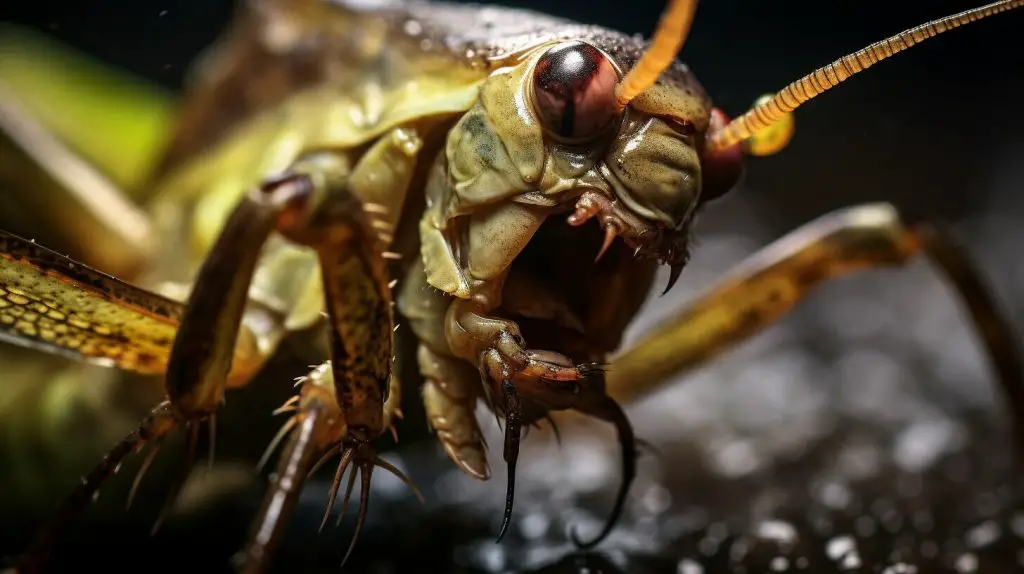 cricket feeding on an insect